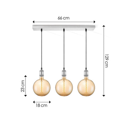 Home Sweet Home hanglamp chroom vintage - 3 LED -dimbaar E27 amber