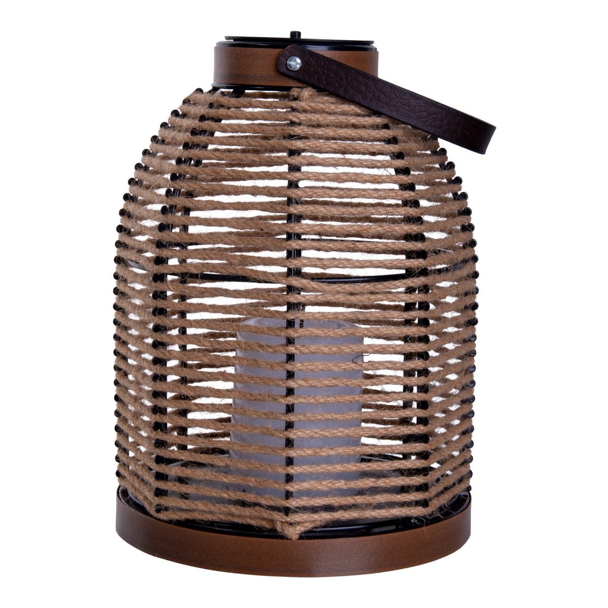 LED ZONNELIJKE LICHT "KORBINIAN" VOOR GARDEN EN TERRACE, decoratieve lamp gemaakt van metaal met jutespanning in de natuur, stevig gebouwd -in LED's, zonnelamp voor buiten 29 x 21 cm