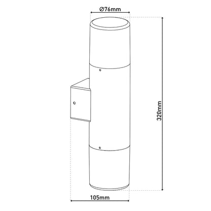 Buiten wandlamp "Torcia" 32 cm hoog gemaakt van metaal en plastic in zwart, E27