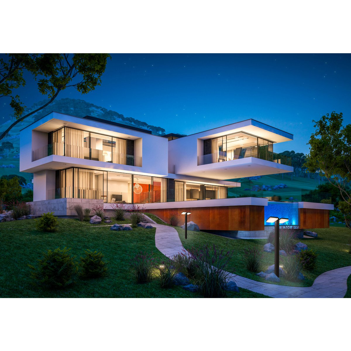 LED Buitenbasis "Clair", gemaakt van metaal in antraciet, met geïntegreerde LED