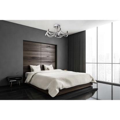 LED -plafondlamp "festival" Ø 60 cm, metalen nikkel mat en plastic, stevig gebouwd -in LED's, verlichting voor woonkamer, eetkamer, kantoor of gang