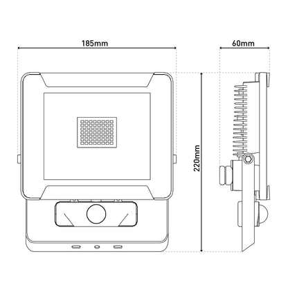 LED Outer Light "Radia" 30W met sensor, gemaakt van metaal en glas in zwart, met geïntegreerde LED