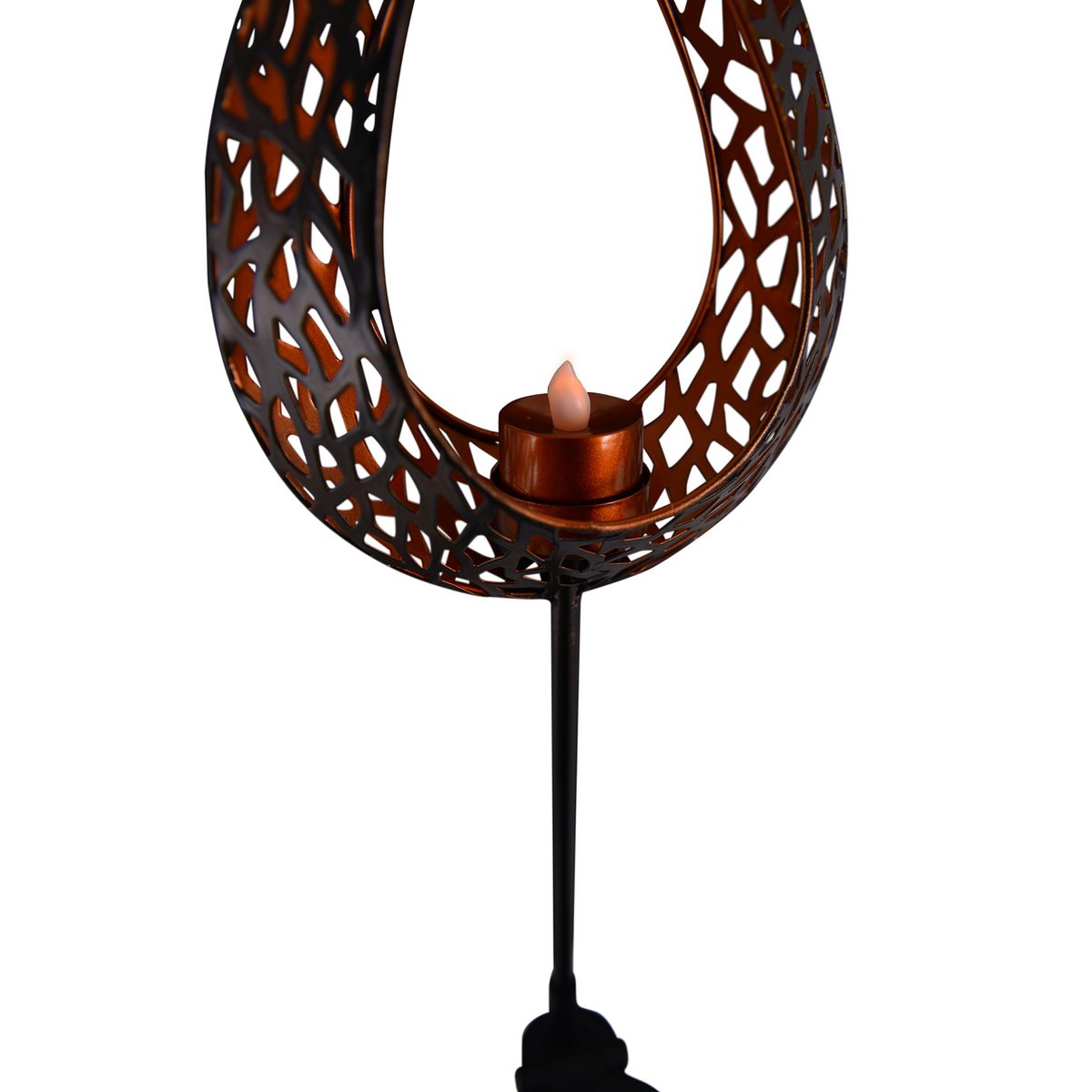 LED Solar Earth Spit "Flame" -outer en Spit gemaakt van metaal en plastic in bruin, met geïntegreerde LED