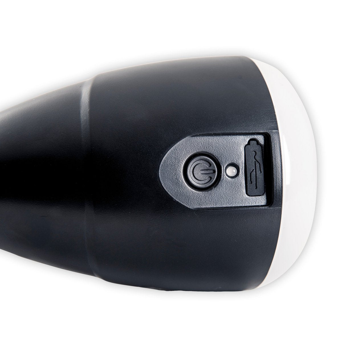 LED -klemlamp gemaakt van metaal en plastic in het zwart, met geïntegreerde LED's