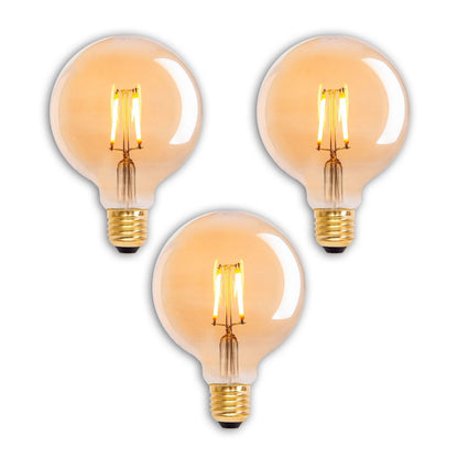 3-set LED Illuminant E27 versie 4.1 watt, gemaakt van metaal en glas, warm wit