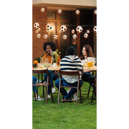 LED Solar Light Chain Textile 20 "Football", voor buiten, lichte kettingmetaal, plastic en textiel in zwart, met geïntegreerde LED