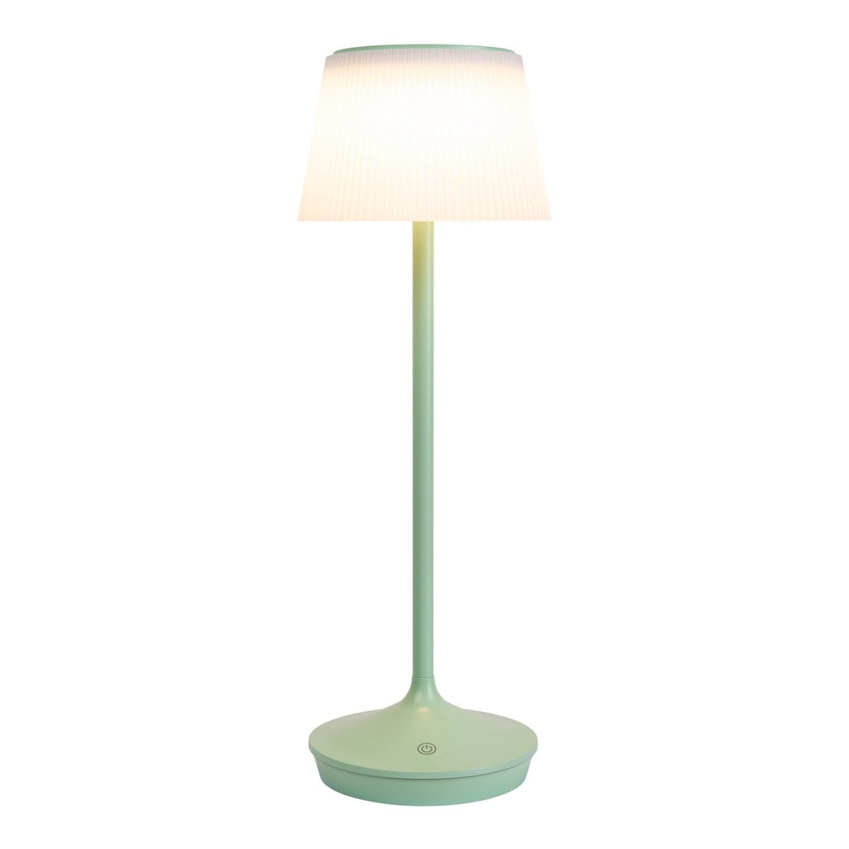Zonne -batterijlamp "EMMI" 38 cm hoog, paraplu Ø 13 cm, metaal in mint en wit plastic, voor de buitenruimte, dimable CCT.