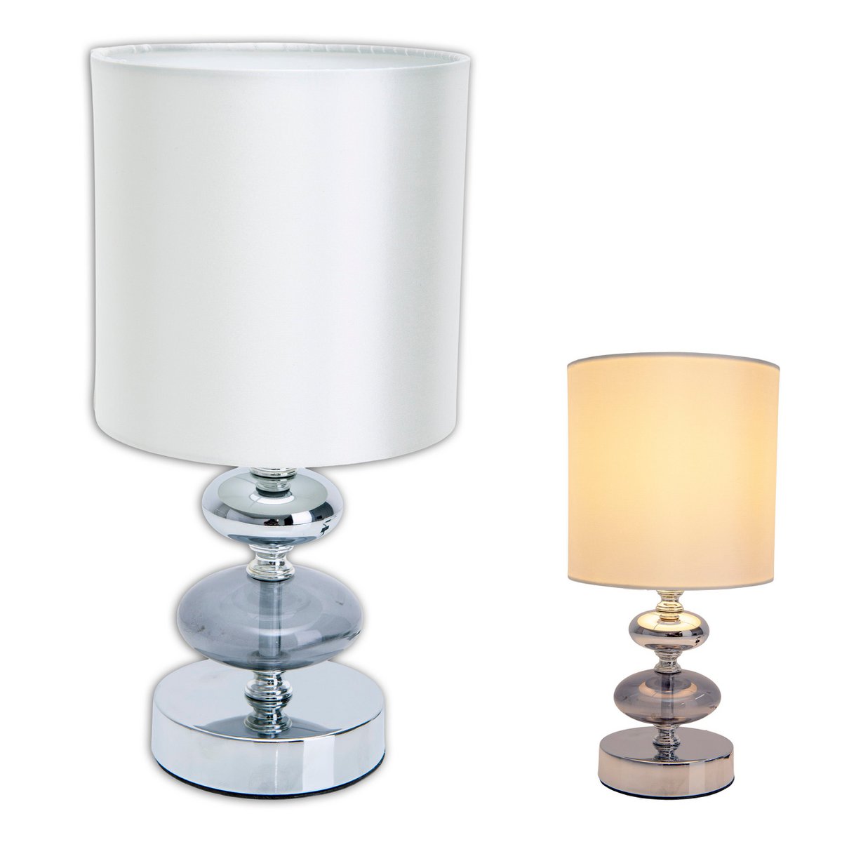 Stof, tafellamp "mali", tafellamp gemaakt van metaal- en textielmateriaal, wit, met E14 -aansluiting, voor eetkamer, woonkamer, gang of kantoor, tafellamp voor woonkamer of eetkamer, bedlamp 28,5 cm hoog