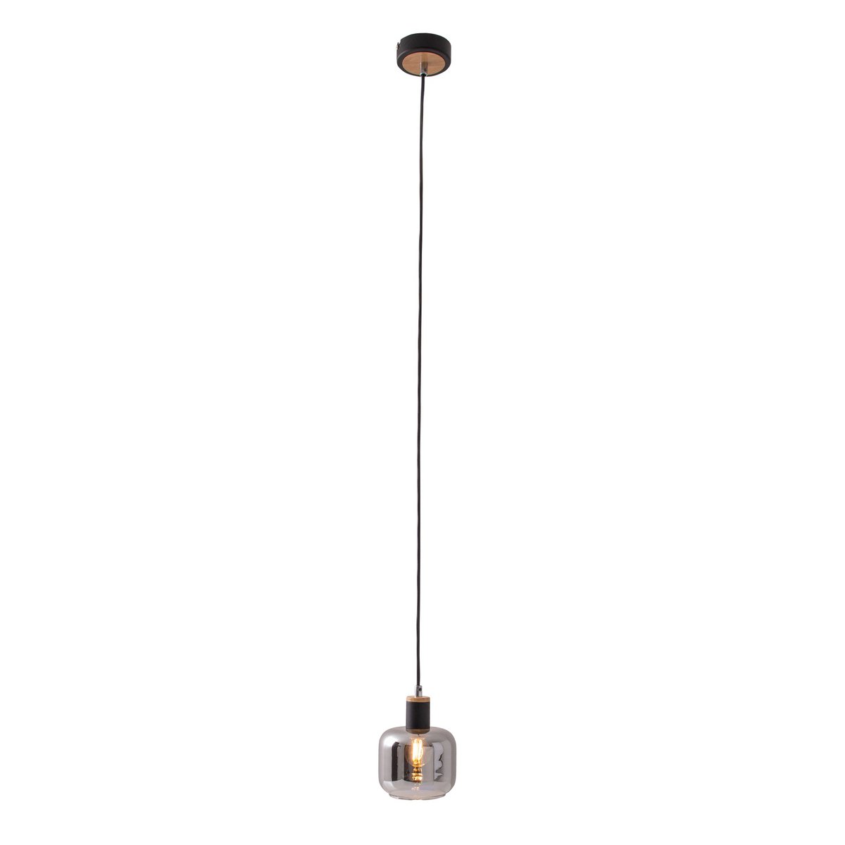 1-pendelende lamp "fumoso", hanglamp gemaakt van metaal en glas in zwart, met E14-aansluiting, voor eetkamer, woonkamer, gang of kantoor, hangende lamp 80 x 20 cm