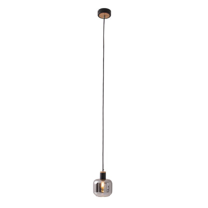 1-pendelende lamp "fumoso", hanglamp gemaakt van metaal en glas in zwart, met E14-aansluiting, voor eetkamer, woonkamer, gang of kantoor, hangende lamp 80 x 20 cm