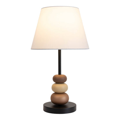 Tafellamp "Elina", ca. 50 cm hoog, gemaakt van metaal in zwart/bruin, tekstbladen in wit, E27