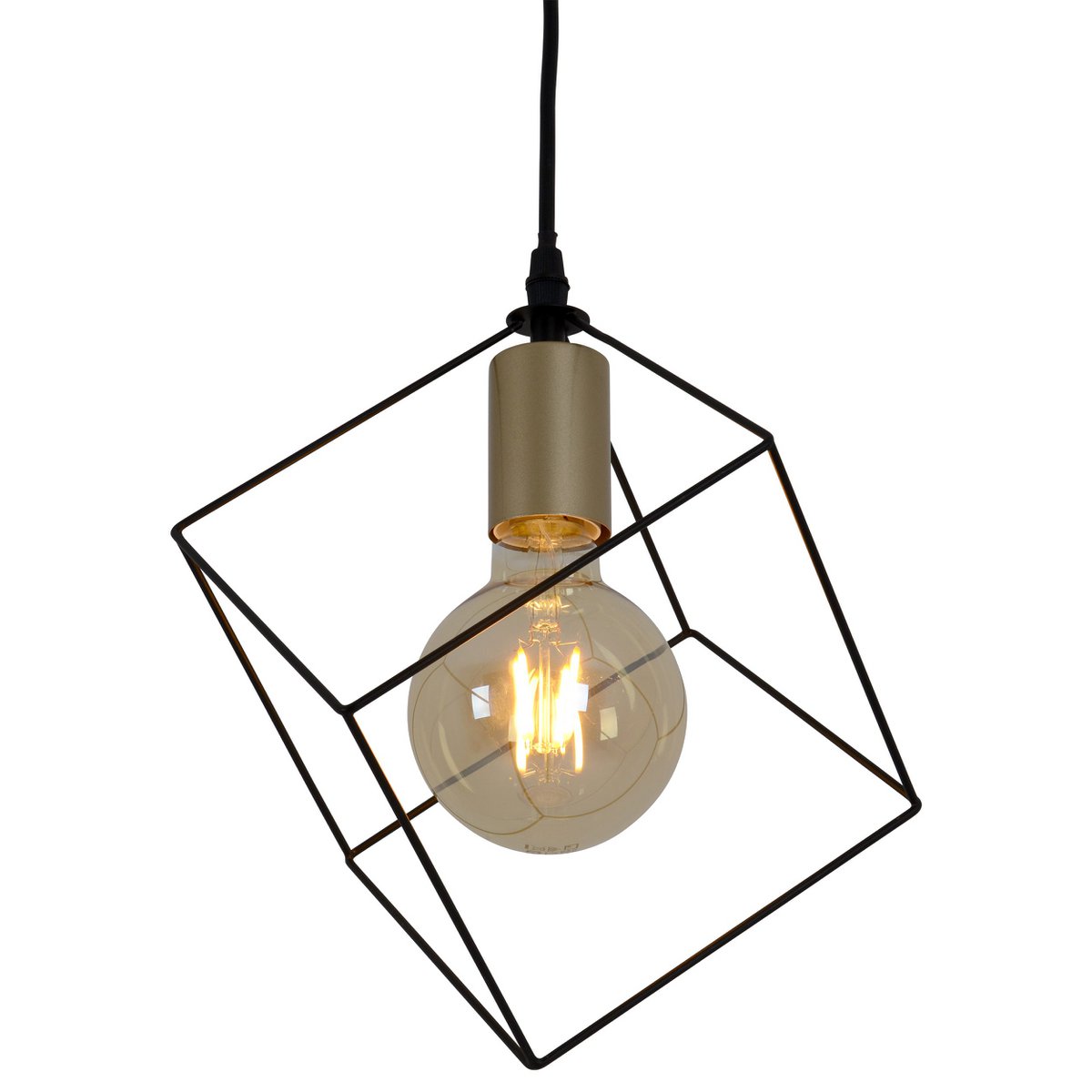 Hanger lamp "canto", hanglamp in metalen zwart en goud, e27 socket, voor eetkamer, woonkamer, gang of kantoor, 26 x 26 cm