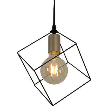 Hanger lamp "canto", hanglamp in metalen zwart en goud, e27 socket, voor eetkamer, woonkamer, gang of kantoor, 26 x 26 cm