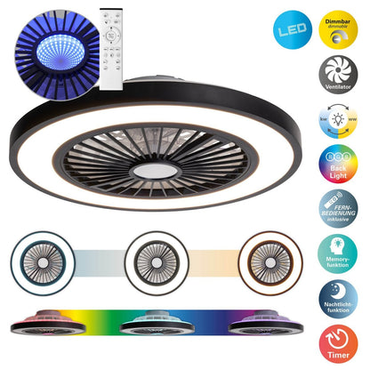 LED -plafondlichten + ventilator "arrioso" Ø 54 cm, gemaakt van metaal en plastic, met veel functies