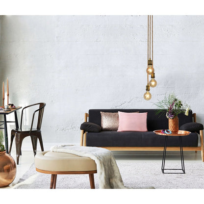 3 Metal Baldachin "Ontario" decoratieve hanglamp gemaakt van metaal in alt-messing en jute, E27-versies, verlichting voor woonkamers of kantoor.