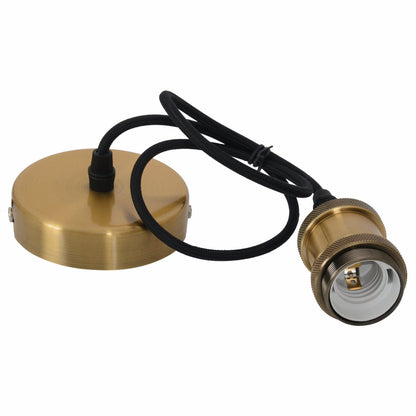 Schroeflaag Pendula textiel "Alfa", gemaakt van metaal- en textielkabel, messing, E27 -versie, verlichting voor woonkamer en kantoor