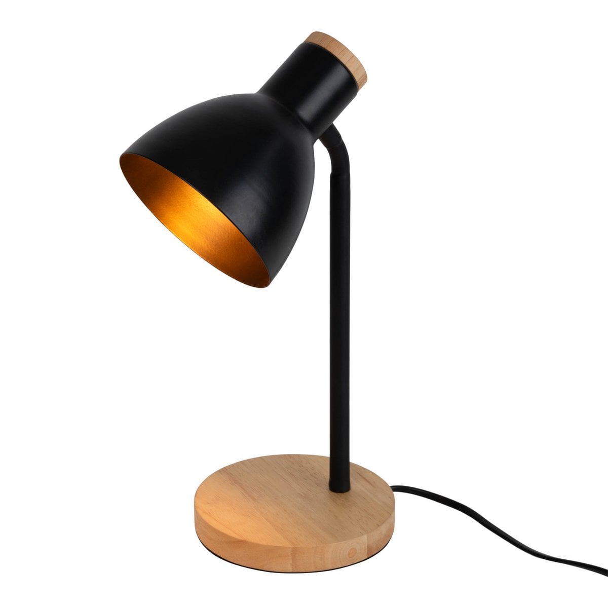 "Marie" bureaulamp gemaakt van metaal en hout, E14, zwart, 36,5 cm hoog