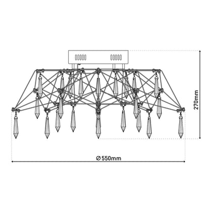 LED -plafondlicht "Araneus" gemaakt van metaal en glas in chroom, Ø 55 cm, met stevig ingebouwde LED's, verlichting voor woonkamer, eetkamer, gang of kantoor