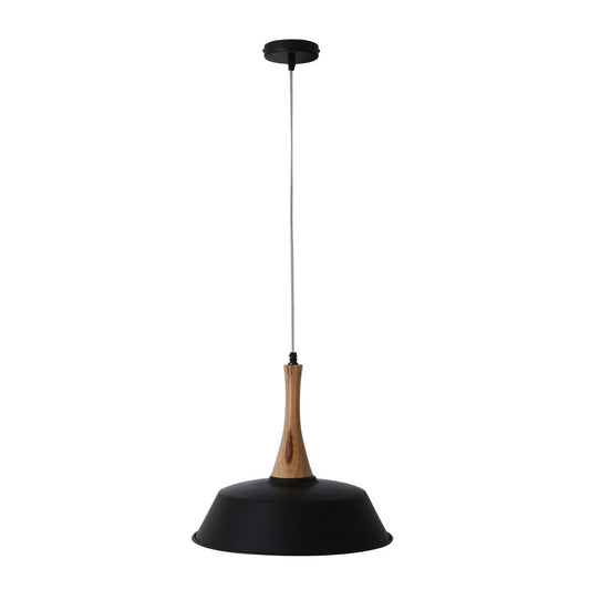Hanger lamp "culum" Ø 36 cm gemaakt van metaal in zwart en koper, met hout, E27