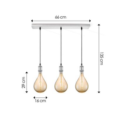 Home Sweet Home hanglamp chroom vintage Pear 3L G160 dimbaar E27 amber