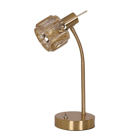 LED -tafellamp "Josefa", tafellamp gemaakt van goud en glas in goud, met E14 -aansluiting, voor eetkamer, woonkamer, gang of kantoor, voor woonkamer, eetkamer of als bedlamp, 34,5 x 17,5 cm