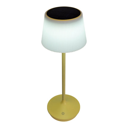 Zonne -batterijlamp "EMMI" 38 cm hoog, paraplu Ø 13 cm, metaal in geel en wit plastic, voor de buitenruimte, dimable CCT.