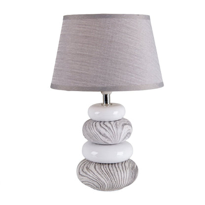Keramische tafellamp "Stoney", modern., Keramische tafellamp in grijs, met E14 -aansluiting, tafellamp voor eetkamer, woonkamer, gang of kantoor, of als een bedlamp, 31 cm hoog
