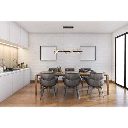 Led hanger lamp "Tessa" amandel, 150 cm hoog, 110 cm lang, gemaakt van metaal in matte amandel (Pantone 481 C) en zwart -wit plastic