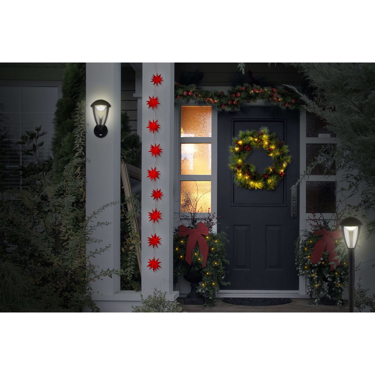 9er buiten LED Kerstmis lichte keten 3D-sterren / Xmas Lights-Red