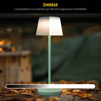 Zonne -batterijlamp "EMMI" 38 cm hoog, paraplu Ø 13 cm, metaal in mint en wit plastic, voor de buitenruimte, dimable CCT.