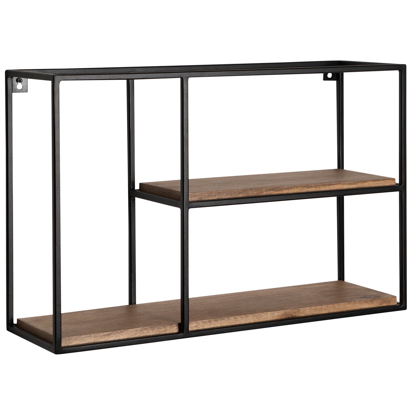 Wandplank 60x40x18 cm mango massief hout/metaal hangplank rechthoekig | Klein design zwevend plankje Industrieel | Plank hangende woonkamer | Boekenplank muur