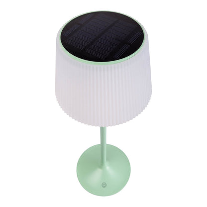 Zonne -batterijlamp "EMMI" 38 cm hoog, paraplu Ø 13 cm, metaal in mint en wit plastic, voor de buitenruimte, dimable CCT.