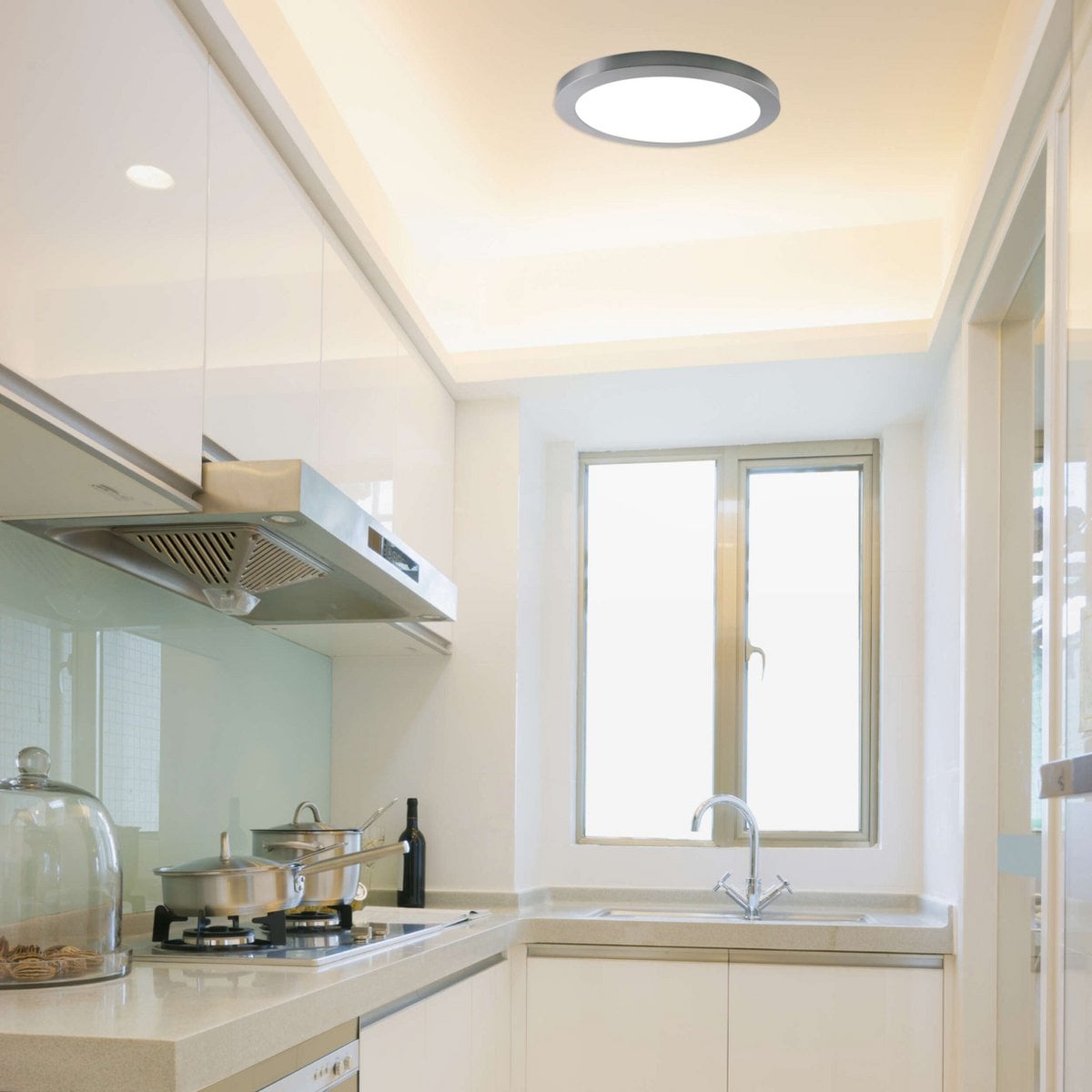 LED -plafondlamp "bonus", functie, metalen plafondlamp.