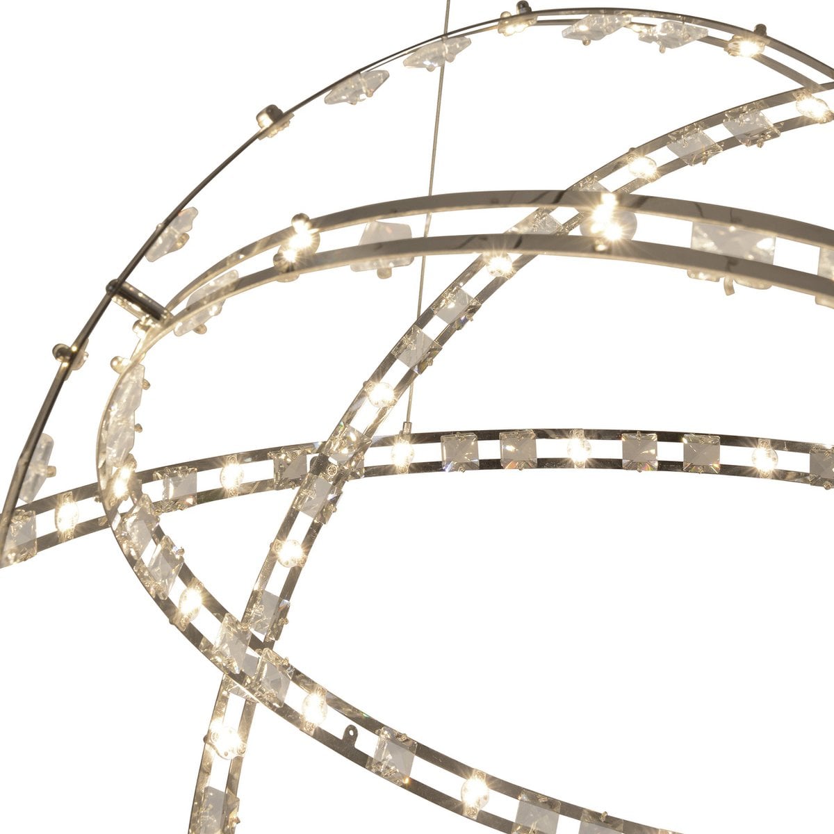 LED -hanglamp "Cosmos" metaal en plastic in chroom, Ø60 cm, met stevig ingebouwde LED's, verlichting voor woonkamer, eetkamer of kantoor.