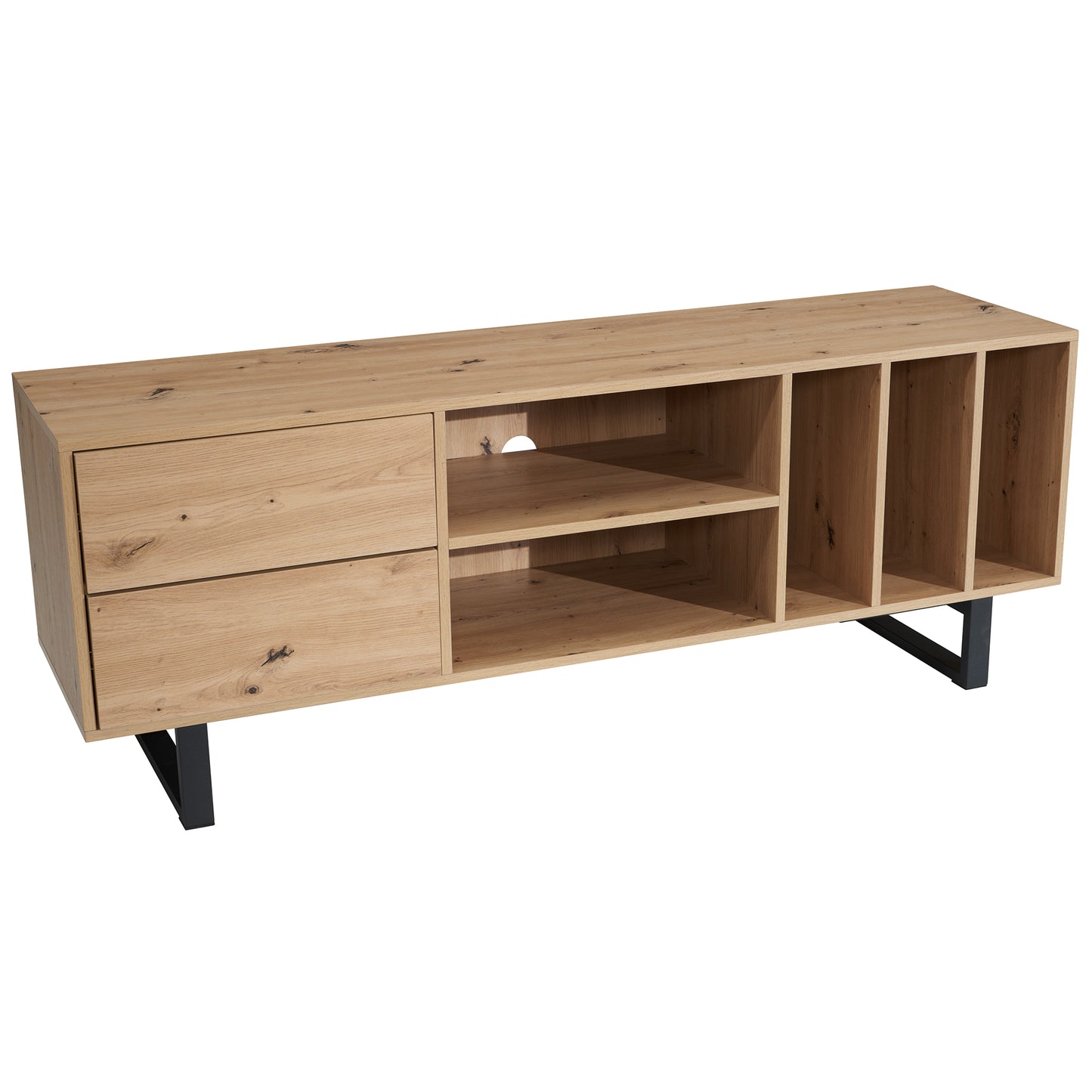 Lowboard eiken decor 150x55x40 cm tv-kast modern, design tv-kast hoog, tv-tafel tv-kast met lades en plank, tv-kast woonkamer