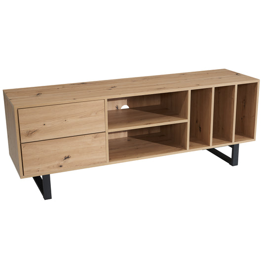 Lowboard eiken decor 150x55x40 cm tv-kast modern, design tv-kast hoog, tv-tafel tv-kast met lades en plank, tv-kast woonkamer