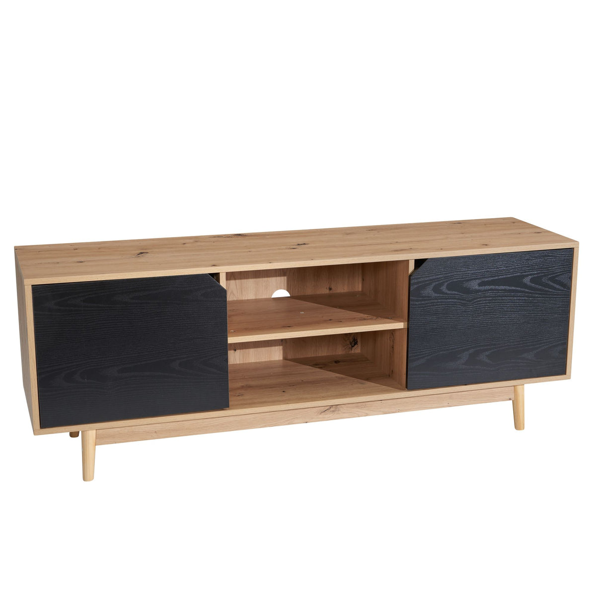 Lowboard eiken decor zwart 150x55x40 cm tv-kast modern, design tv-kast hoog