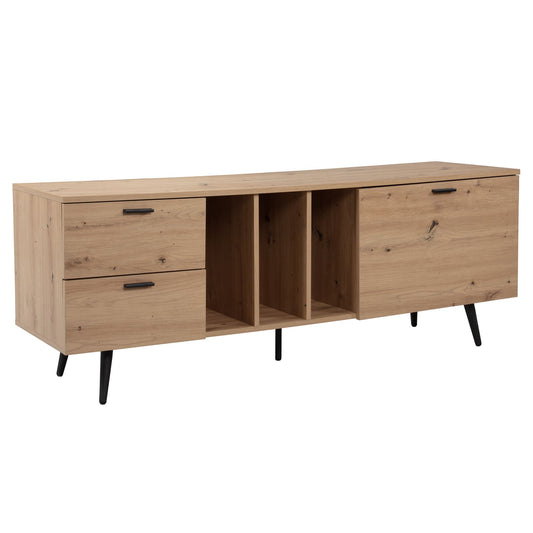 Lowboard eiken decor 150x55x40 cm design tv-kast modern, tv-kast hoog, tv-tafel tv-kast met deur en lades, tv-kast woonkamer modern