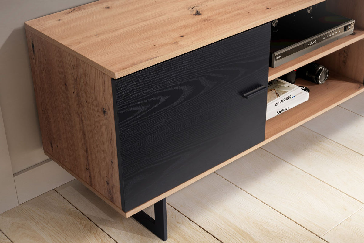 Lowboard Eiken Decor Zwart 150x55x40 cm - Design TV-kast