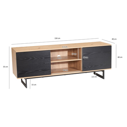 Lowboard Eiken Decor Zwart 150x55x40 cm - Design TV-kast
