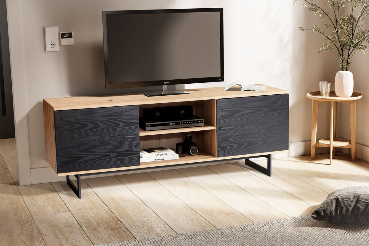 Lowboard Eiken Decor Zwart 150x55x40 cm - Design TV-kast