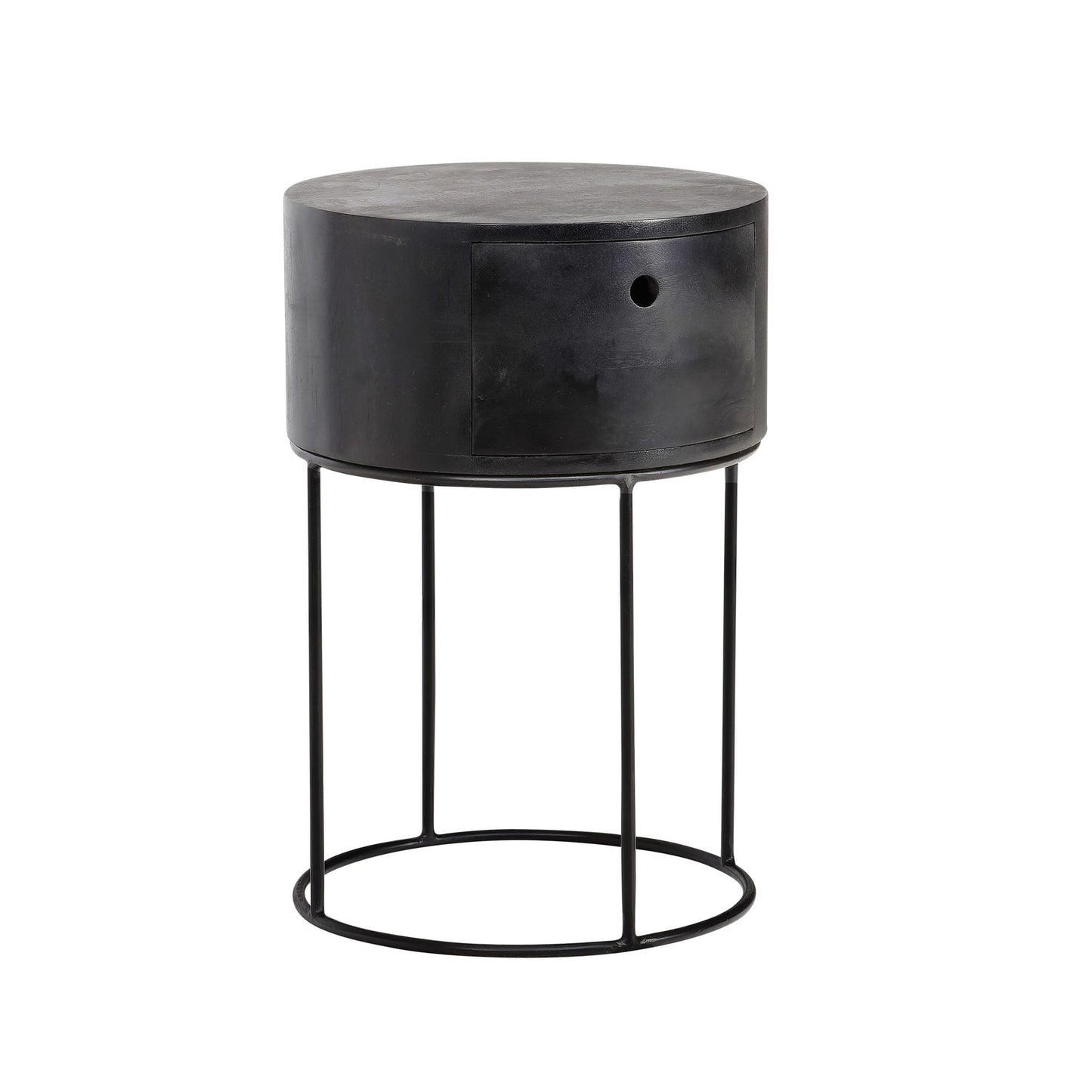 nachtkastje mango massief hout metaal 40x40x60 cm nachtkastje zwart, design nachtkastje rond boxspringbed met lade, nachtkastje met opbergruimte