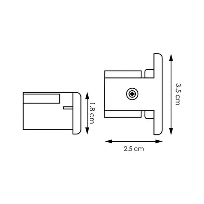 Railverlichting onderdeel eind kap 2.5/2.5/3.5cm | Zwart | Accessoires