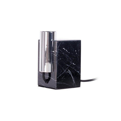 Marmeren lamp "Gemma" 16 cm hoog, gemaakt van marmer en roestvrijstalen metaal, E27-aansluiting, verlichting voor eetkamer, woonkamer, gang of kantoor