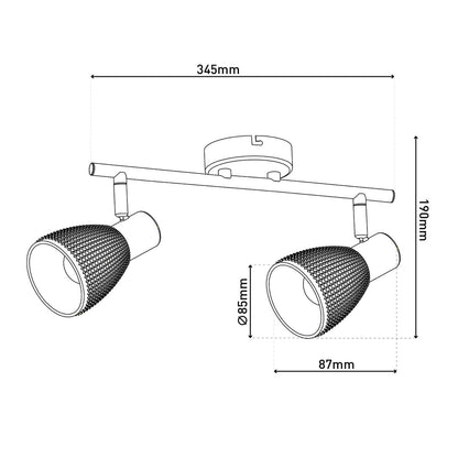 2 Spot plafondlicht "Lindita" exclusief lampen
