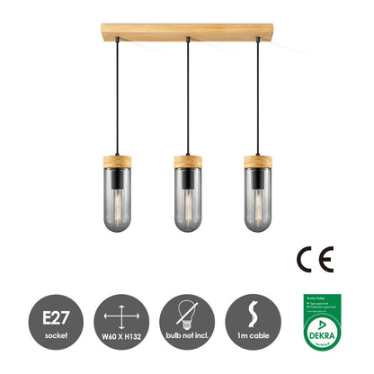 Home Sweet Home Hanglamp Capri - rook glas - 60x10x132cm