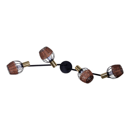 4 plafondlamp "Corbis", metalen plek in zwart en goud, met E14 -aansluiting, voor eetkamer, woonkamer, gang of kantoor, plafondlamp, 78 cm lang