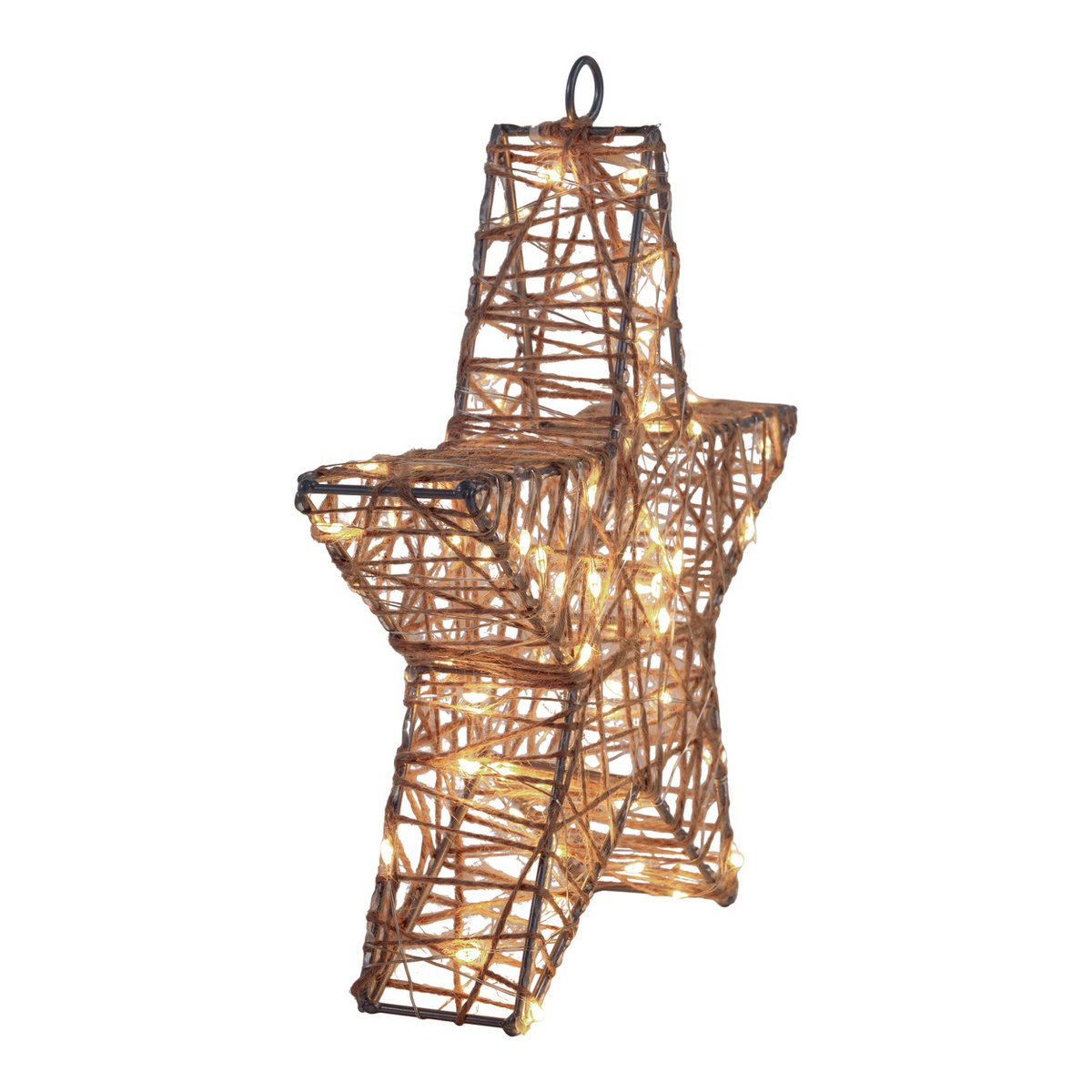 2 Set LED-kerstdecoratie "Metal Star" Ø 25 cm-Christmas Decoraties gemaakt van metaal en textiel in de natuur, met stevig ingebouwde LED's