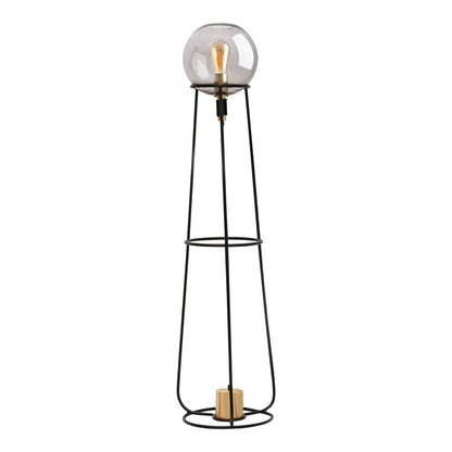 Stapellamp "stelo", moderne vloerlamp gemaakt van zwart metaal en rookglas, E27 -aansluiting, 128,5 cm hoog, voor eetkamer, woonkamer, gang of kantoor,