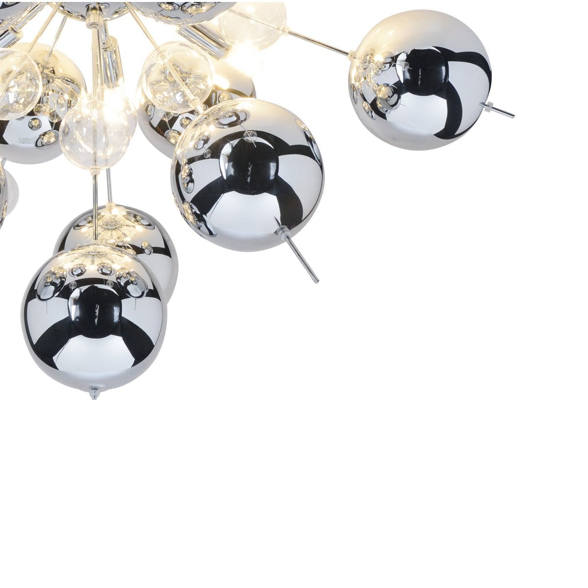 Plafondlamp "explosie" chroom gemaakt van metaal en glas, G9 -versies, plafondlamp voor eetkamer, woonkamer, gang of kantoor, Ø57 cm